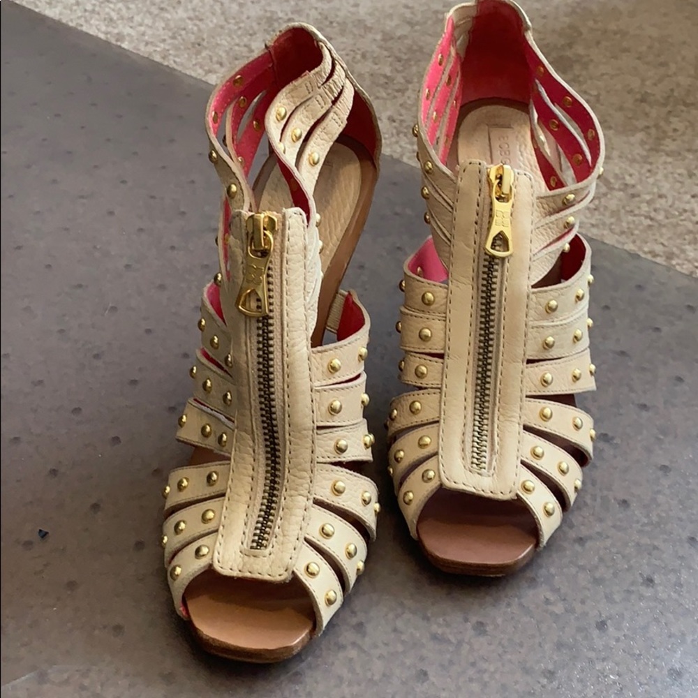 BCBG leather studded heels